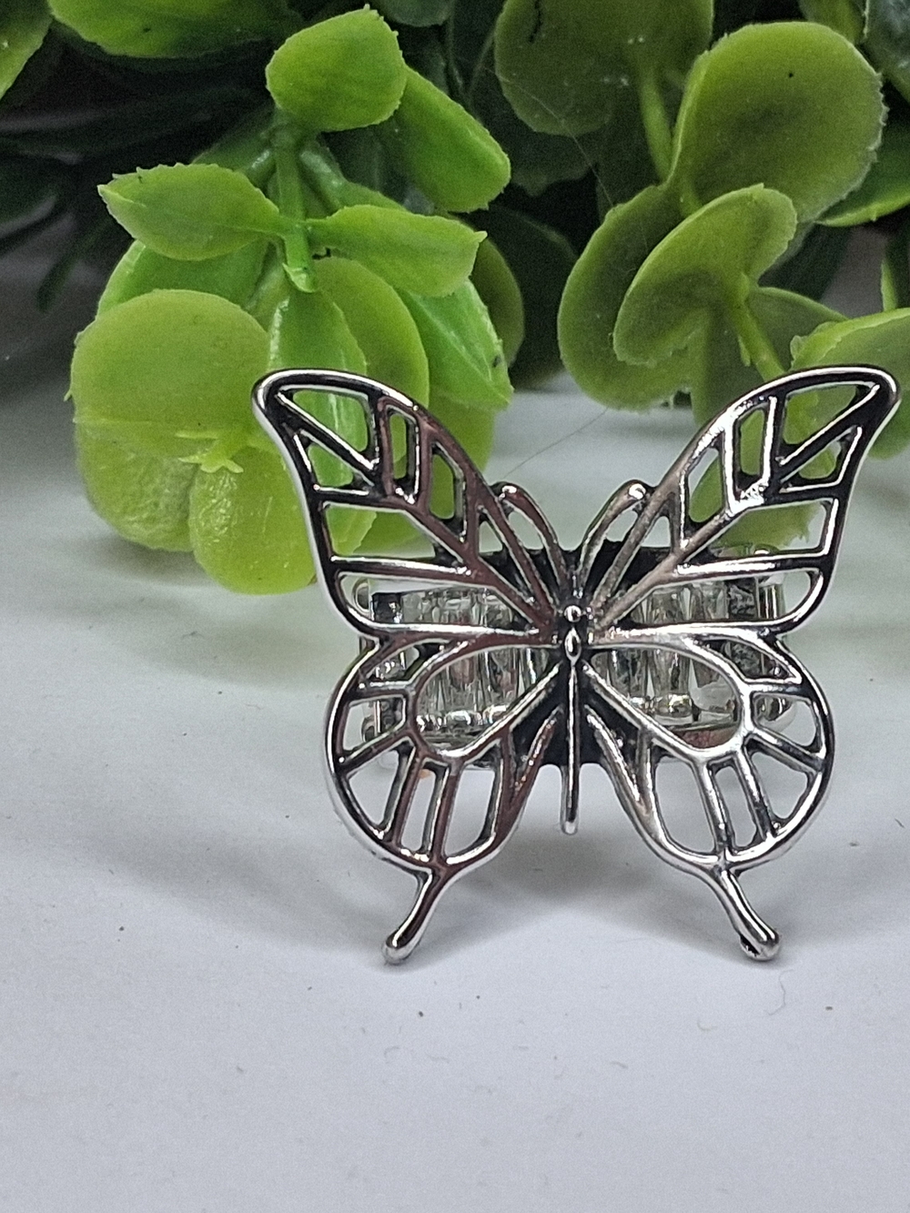Silver Butterfly Openwork Ring